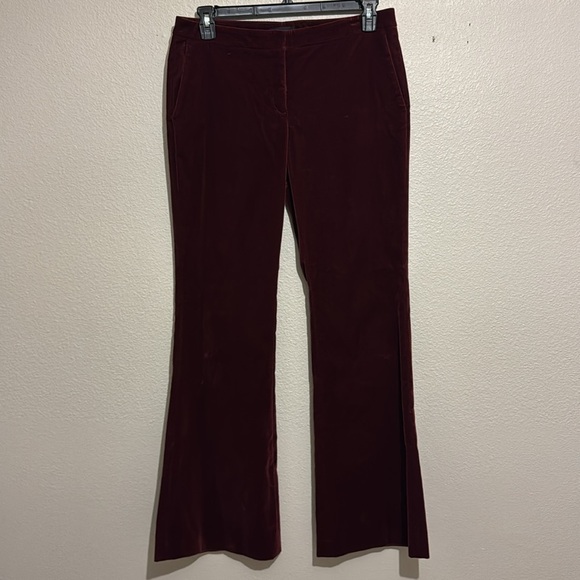 Theory Caroleena Velvet Pants Burgundy Velvet Wide Leg Pants - Picture 2 of 9